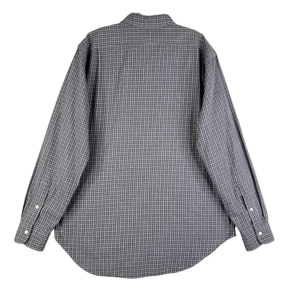 Polo Ralph Lauren Shirt Oxford Button Down Gray Plaid LS Size Large L Stanton